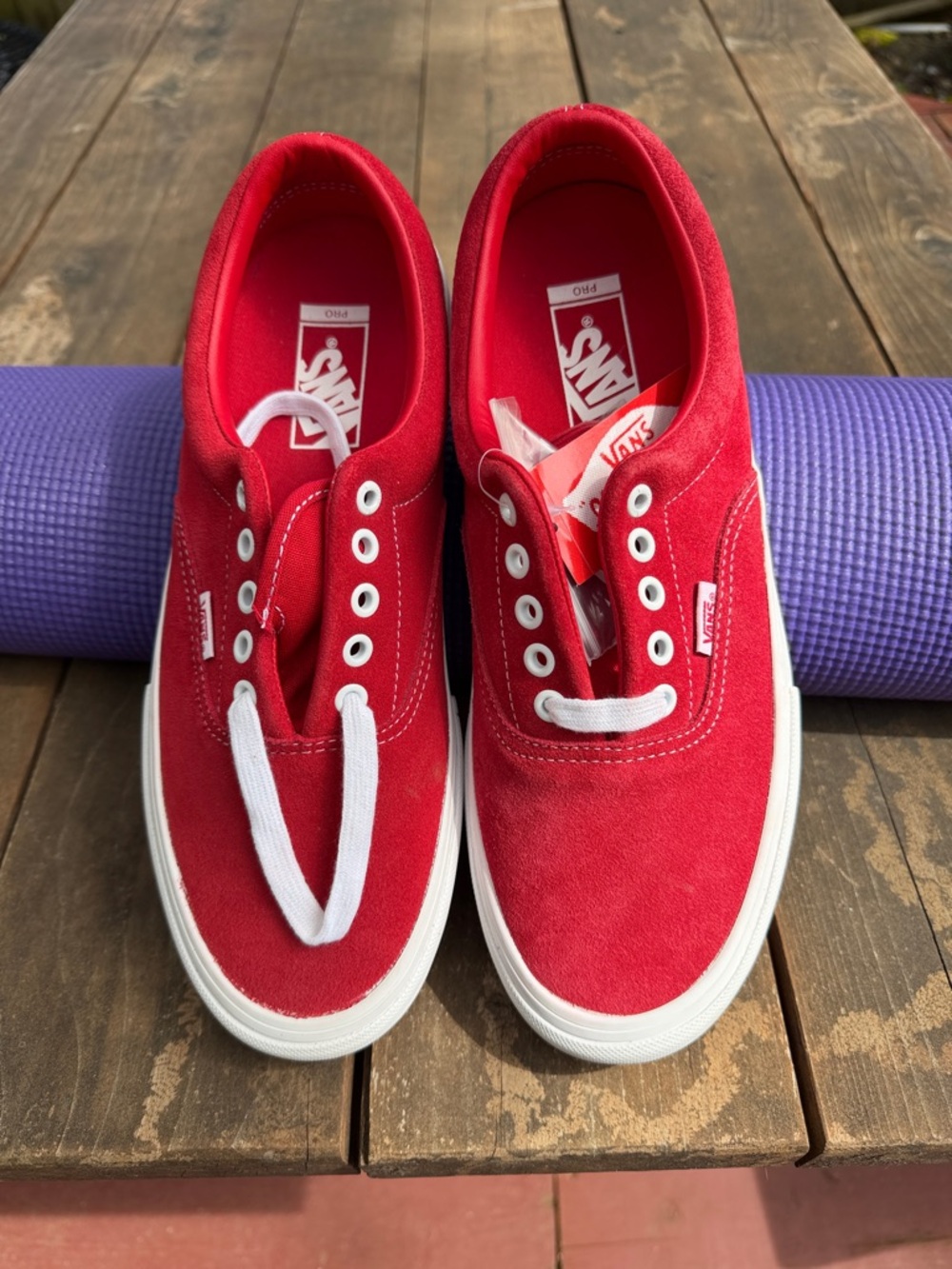 Vans Red Suede Low-Top Sneakers with White Accents